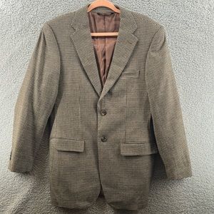 Pronto Moda Houndstooth Sports Coat Blazer Brown Size 38R Wool Cashmere